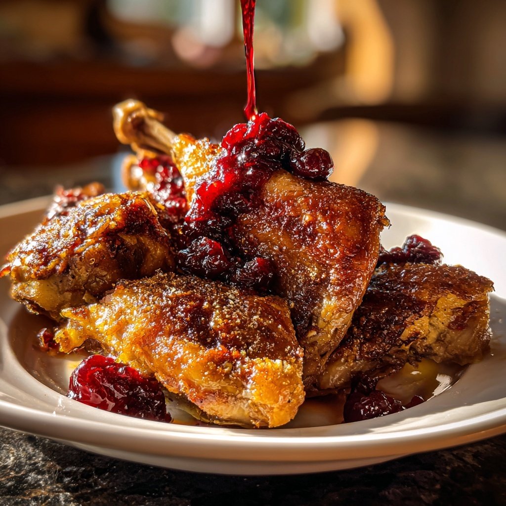 Duck Confit with Cherry Compote