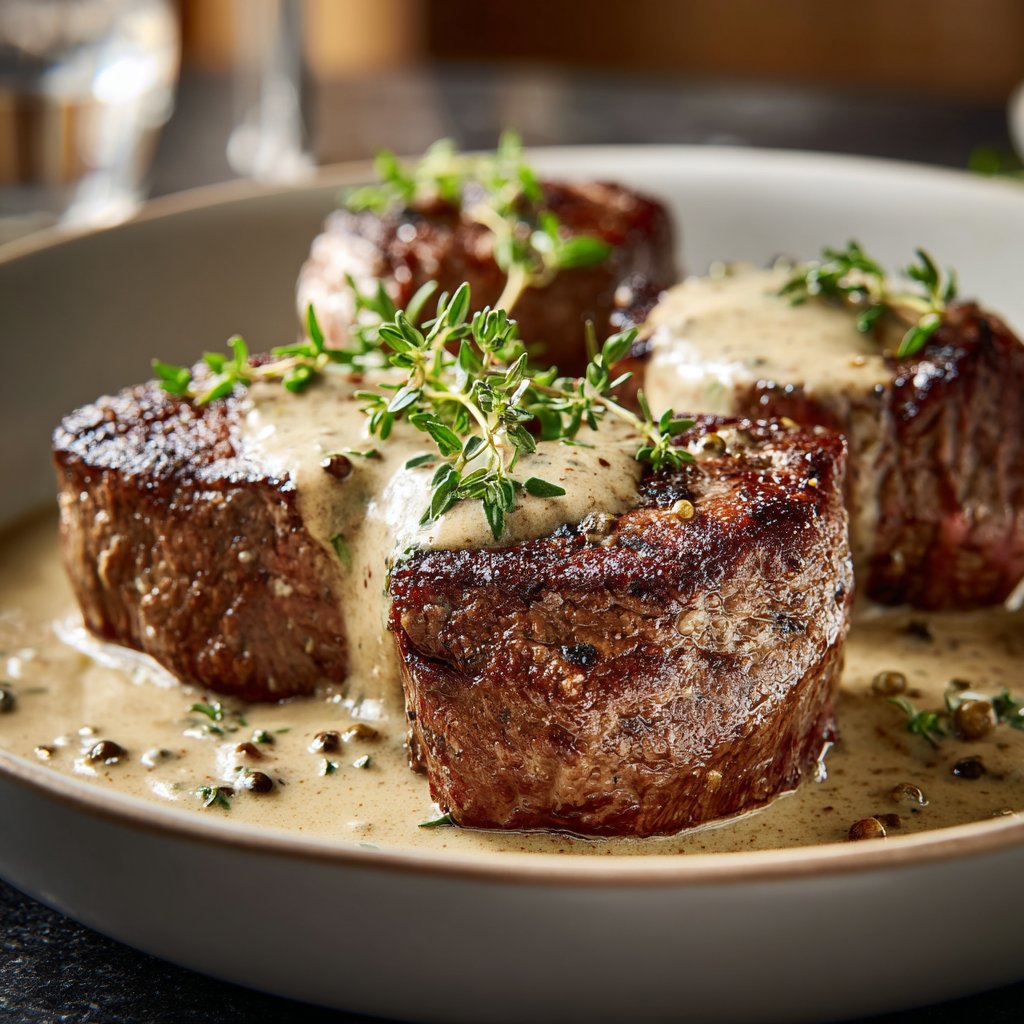 Beef Medallions with Peppercorn Cream