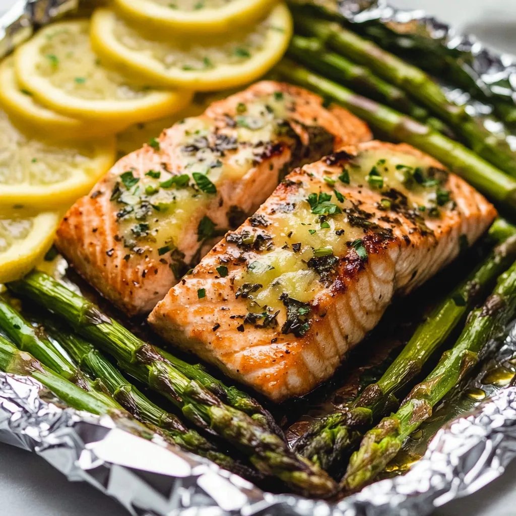 Herb Butter Salmon and Asparagus Foil Packs