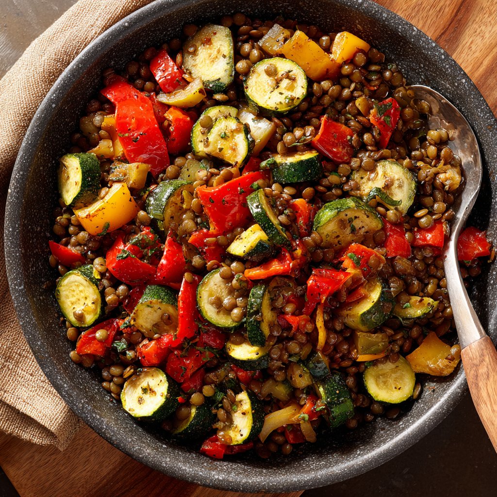 Roasted Veggie Lentil Skillet