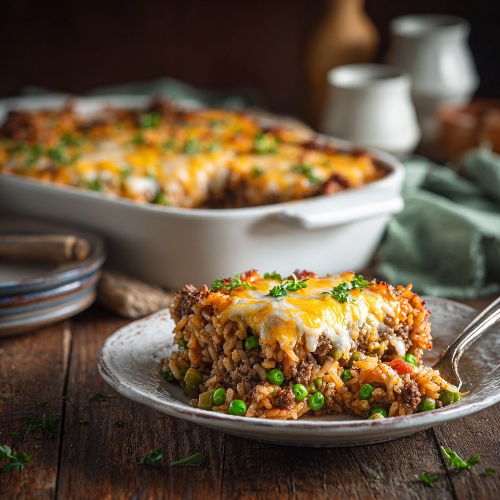 Ground Beef And Vegetable Rice Casserole