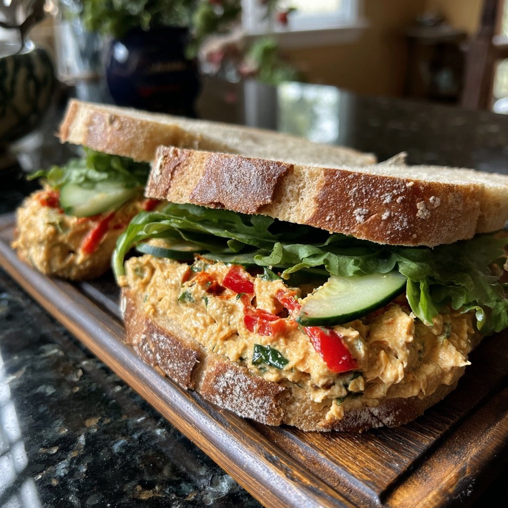 Healthy Lunch Hummus Veggie Sandwiches