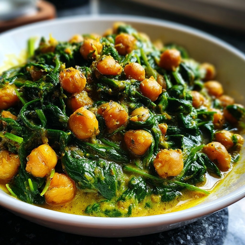 Healthy Dinner Chickpea Spinach Curry