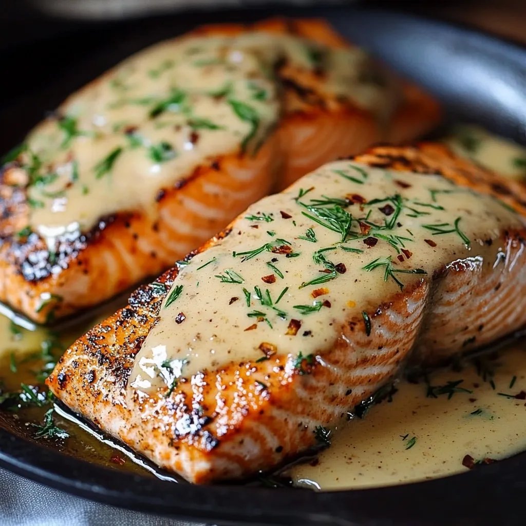 Irresistibly Grilled Salmon with Luxurious Creamy Dijon Mustard Sauce