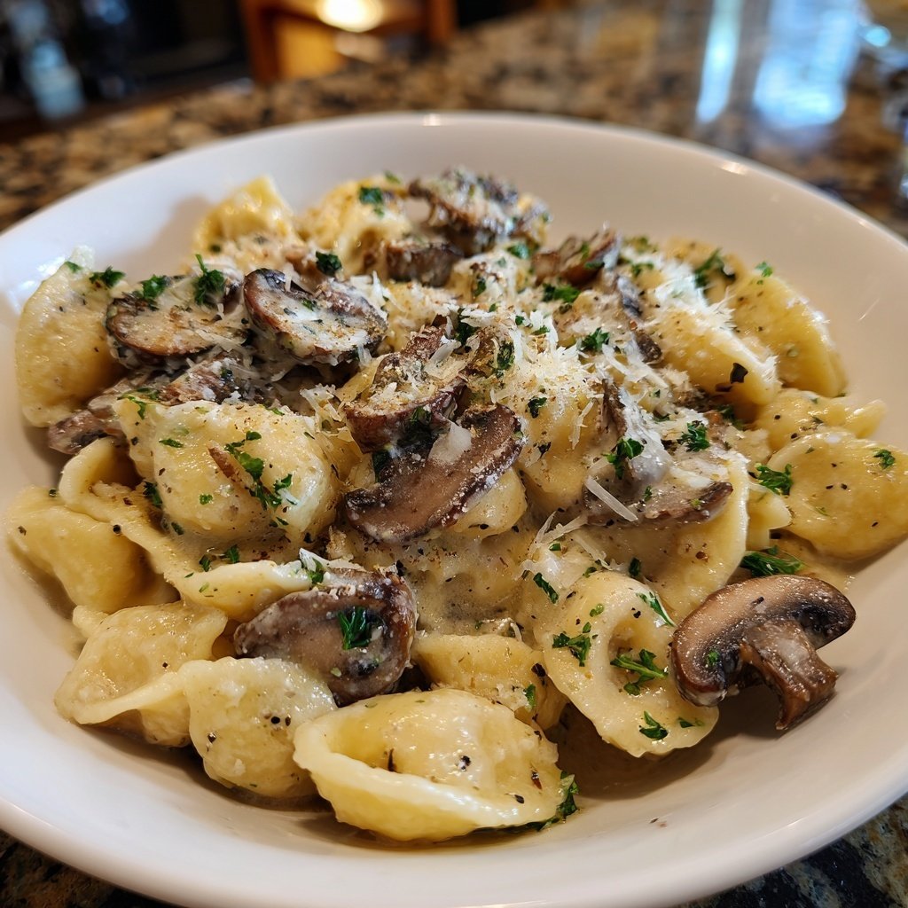 Valentine Dinner Creamy Mushroom Pasta