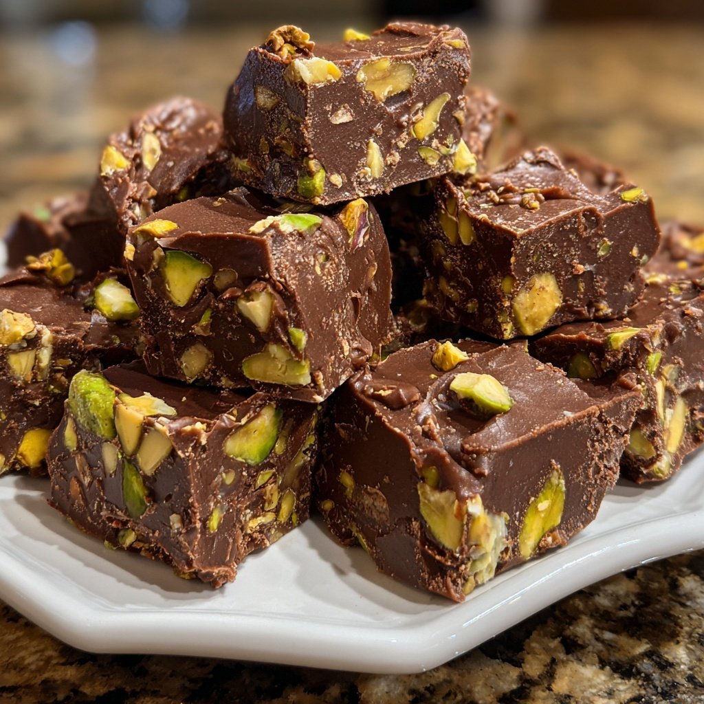 Chocolate Pistachio Fudge Bites