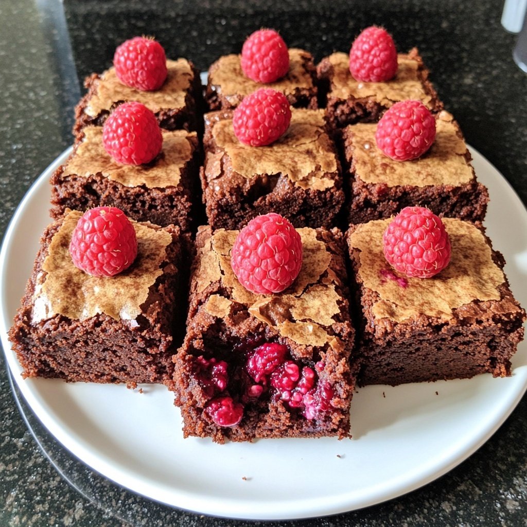 Cottage Cheese Brownies with Raspberries