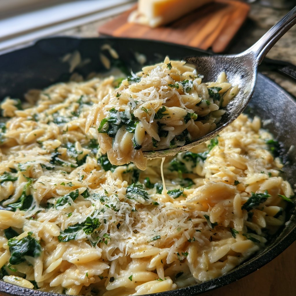 Creamy Spinach Parmesan Orzo